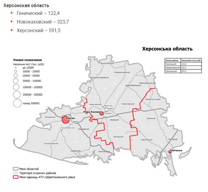 Кабмин утвердил новую карту в Украине: Херсонщину разделят на 3 района вместо 18