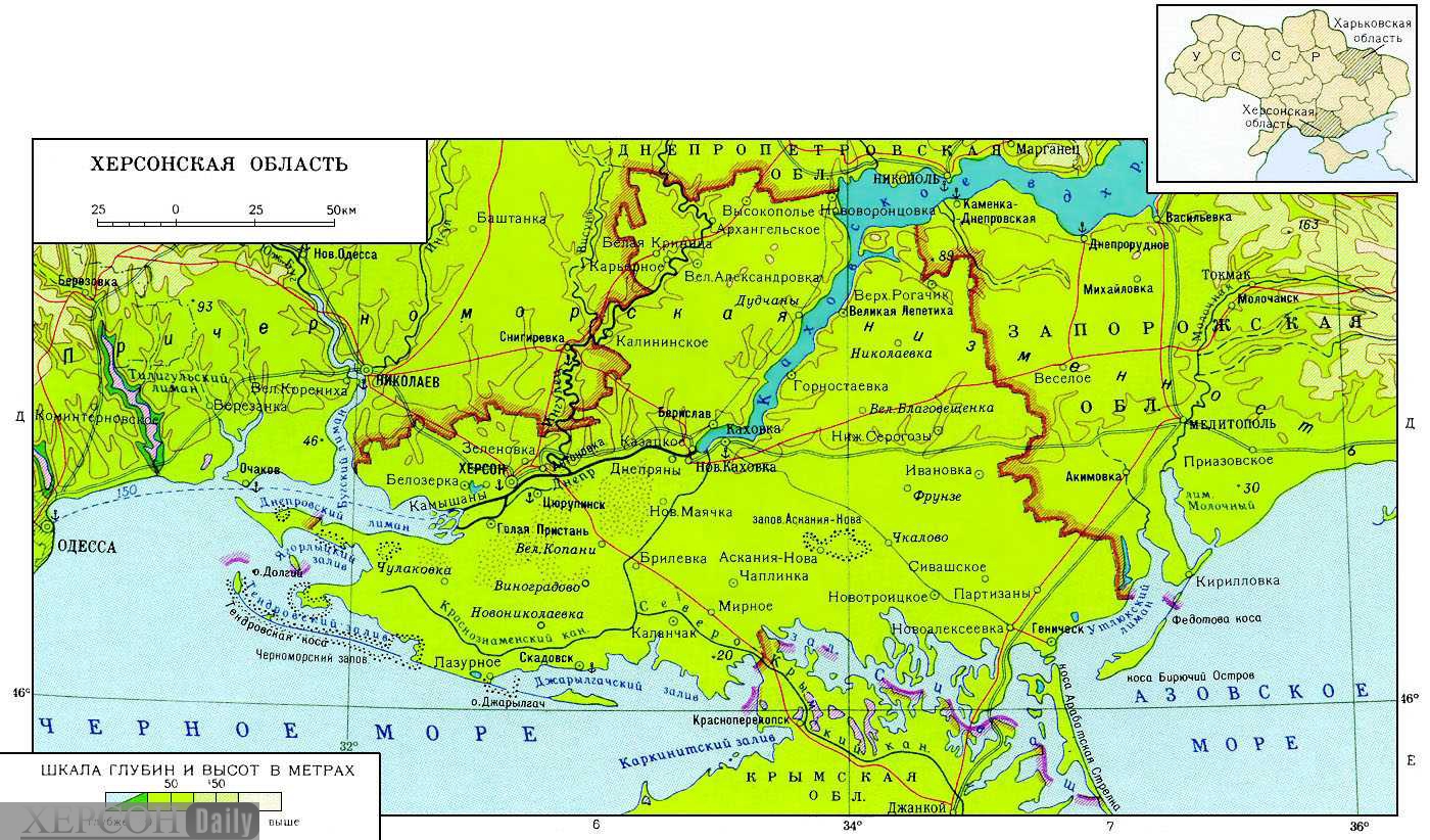 Карта крыма с херсоном