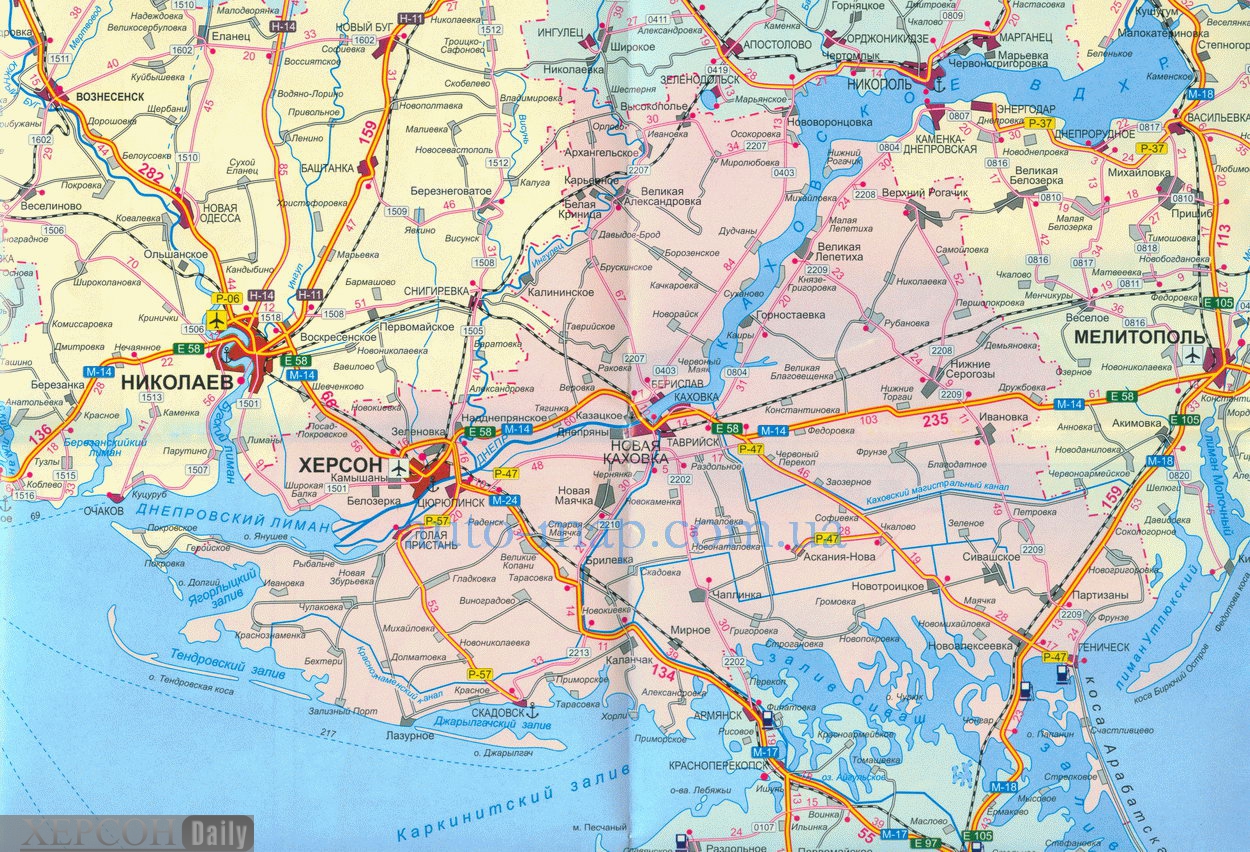 Карта украины херсонского направления