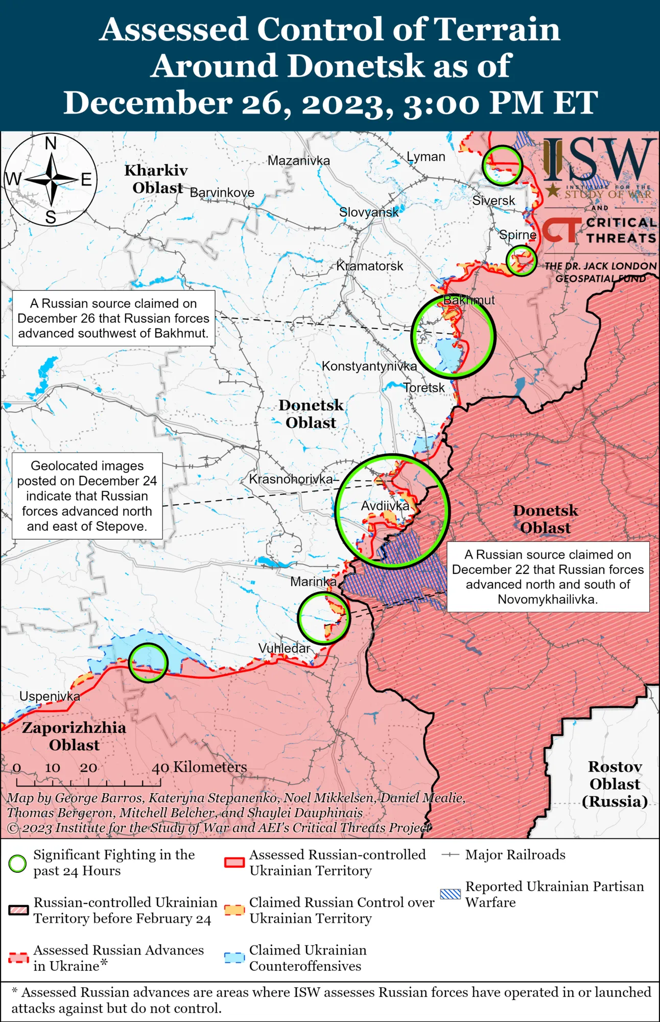 Карта бойових дій у Донецькій області